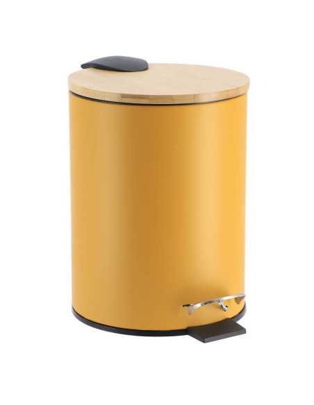 Poubelle Metal Frein De Chute 2,5L - Moutarde / Bambou