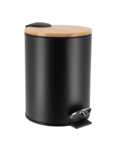 Poubelle Metal Frein De Chute 2,5L - Noir/Bambou