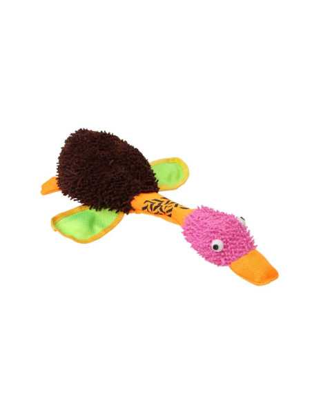 Peluche canard colvert, sonore, 33 cm, gris, orange et vert