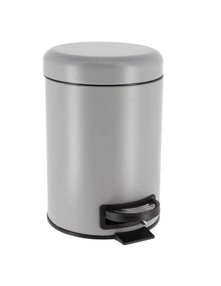 Poubelle Metal Frein De Chute 3L - Gris Mat