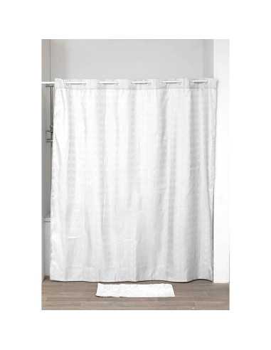 Rideau De Douche Polyester Avec Oeillets Integres 180X200 Cm - Blanc