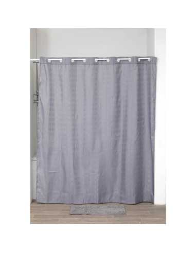 Rideau De Douche Polyester Avec Oeillets Integres 180X200 Cm - Gris