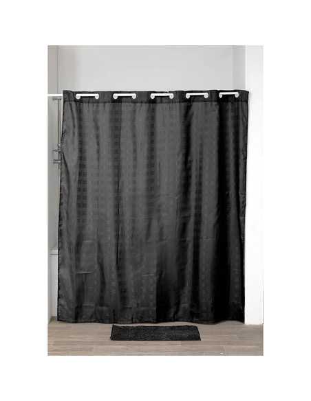 Rideau De Douche Polyester Avec Oeillets Integres 180X200 Cm - Noir