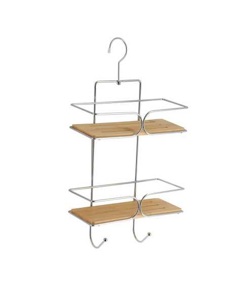 Serviteur Fil Metal/2 Etageres Bambou - Chrome/Bambou