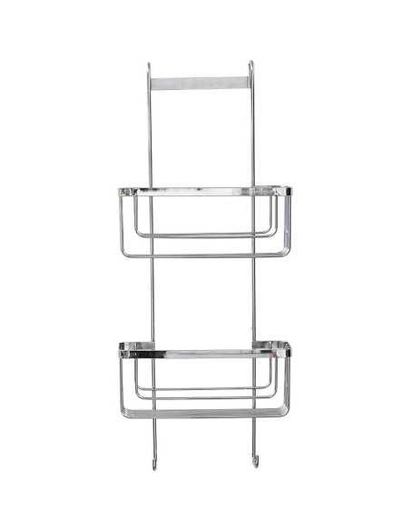 Serviteur Paroi De Douche Acier Inoxydable 2 Paniers + 2 Crochets - Chrome
