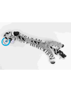 Jouet chien zèbre en peluche avec corde 58x15 cm, noir et blanc