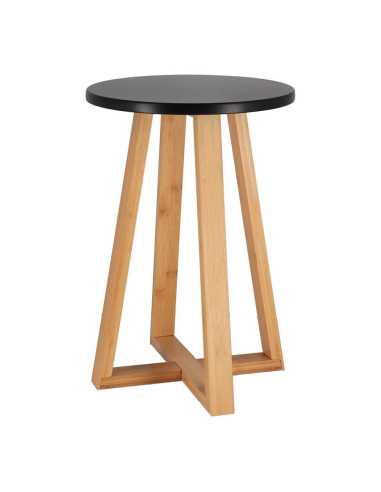 Tabouret Pieds Bambou Et Plateau Mdf Noir - Noir/Bambou