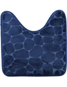 Tapis Contour Wc Memoire De Forme Microfibre Galet 45X50 Cm - Bleu Marine