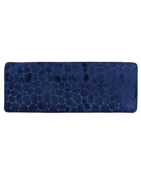 Tapis Memoire De Forme Microfibre Galet 45X120 Cm - Bleu Marine
