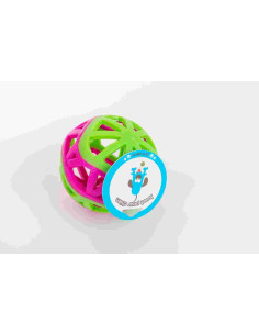 Jouet chien balle TPR, 10 cm, vert, fuschia