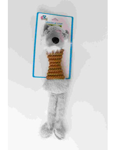 Jouet chien peluche, 41x10 cm, gris