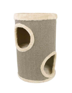 Tour à griffer 2 ouvertures,aire de repos,jouet,35x35x55cm,gris beige