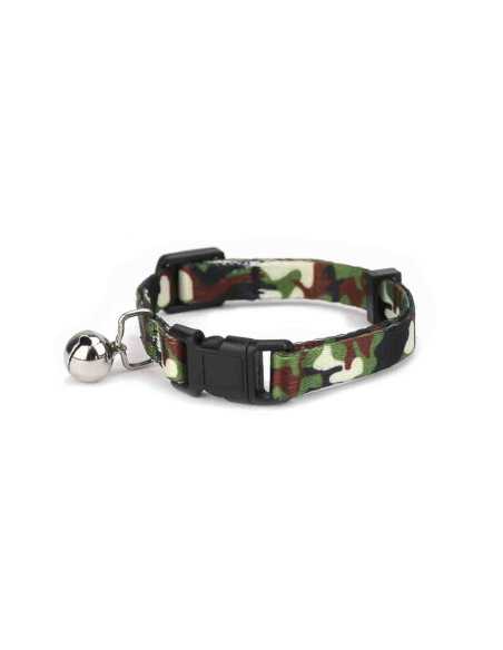 Collier chat polyester, attache rapide, 30x1cm, armée kaki