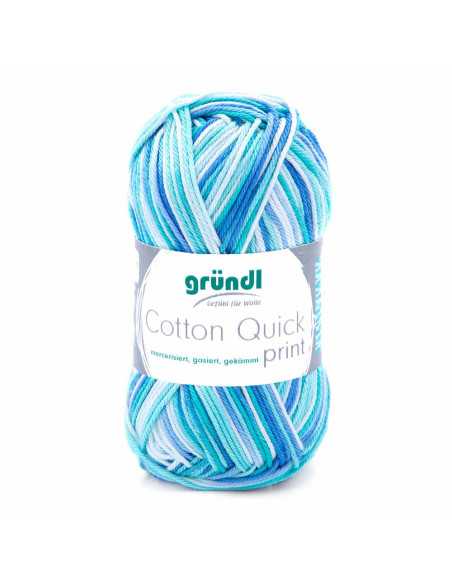 Pelote Cotton Quick print 50g turquoise/blanc