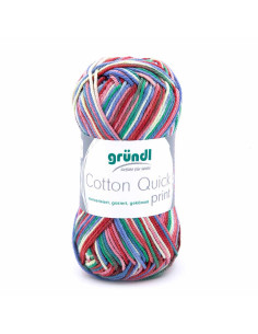 Pelote Cotton Quick print 50g vert/jaune/rouge/ora