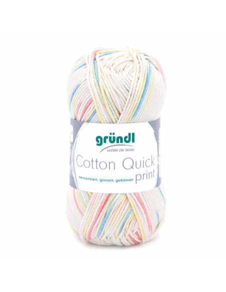 Pelote Cotton Quick print 50g jaune/vert/bleu/rose