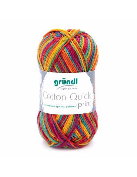 Pelote Cotton Quick print 50g jaune/vert/bleu/orange