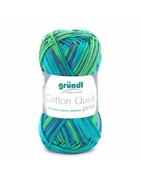 Pelote Cotton Quick print 50g vert/bleu