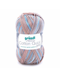 Pelote Cotton Quick print 50g beige/turquoise