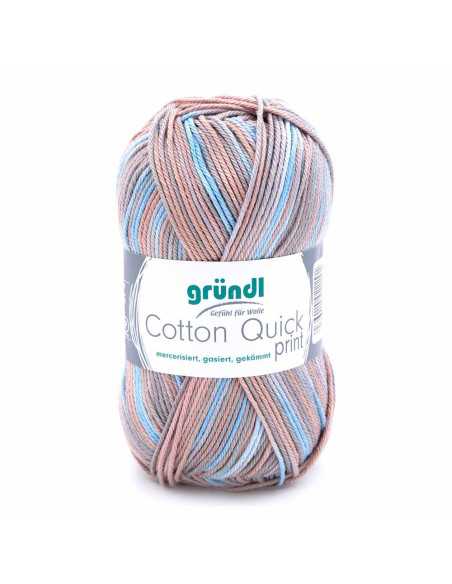 Pelote Cotton Quick print 50g beige/turquoise