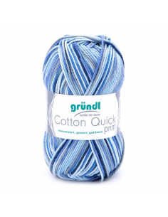 Pelote Cotton Quick print 50g bleu/gris/noir