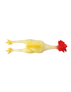 Poule adulte latex, 38x9 cm, jaune rouge