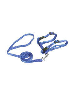 Harnais et laisse pour chat, 1 cm x 27-45 cm, 1 x 120 cm, uni bleu