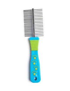 Peigne double, écartement 3 et 1 mm, 20x8x5 cm, bleu vert