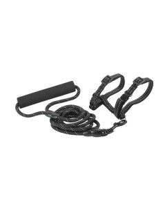 Harnais+laisse ronde réfléchissant pour chat, poignée ,1cmx18-28cm,1x120cm, noir