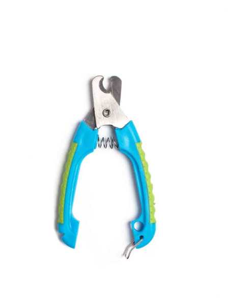 Pince coupe-griffes cran sûreté petit chien 12cm bleu vert