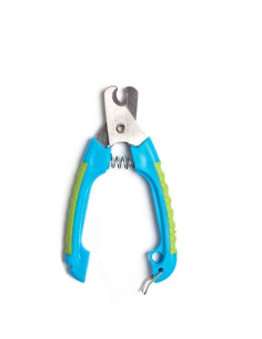 Pince coupe-griffes cran sûreté petit chien 15cm bleu vert