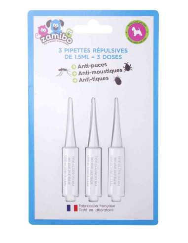 Pipette antiparasitaire répulsif petit chien jusqu'à 15kg, 3 x 1,5 ml