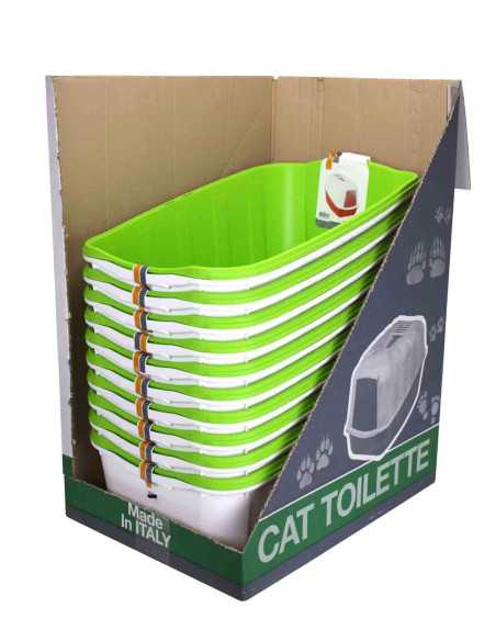 Maison litière, poignée pelle incorporée, 40 x 40 x 55 cm, vert anis