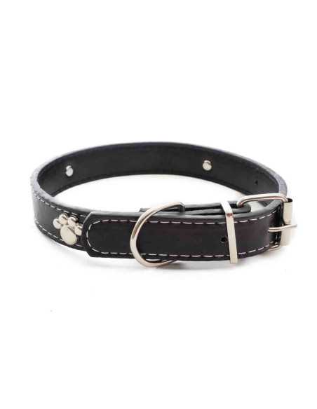 Collier clouté patte de chien cuir synthétique, 30x1,3cm, noir