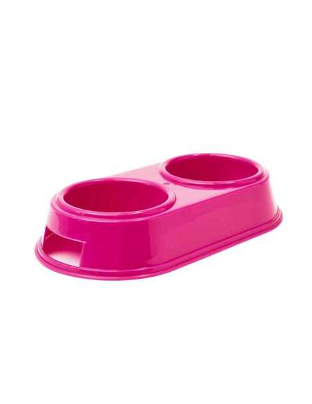 Gamelle double plastique, 26x13x5 cm, 2x0,5 litre, ROSE
