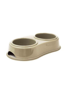 Gamelle double plastique, 35x19x7 cm, 2x1,2 litre, taupe