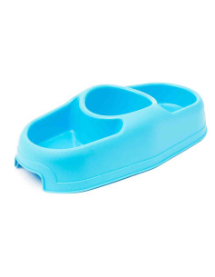 gamelle triple antiderapante 1 litre, 35x17,5x9 cm, bleu