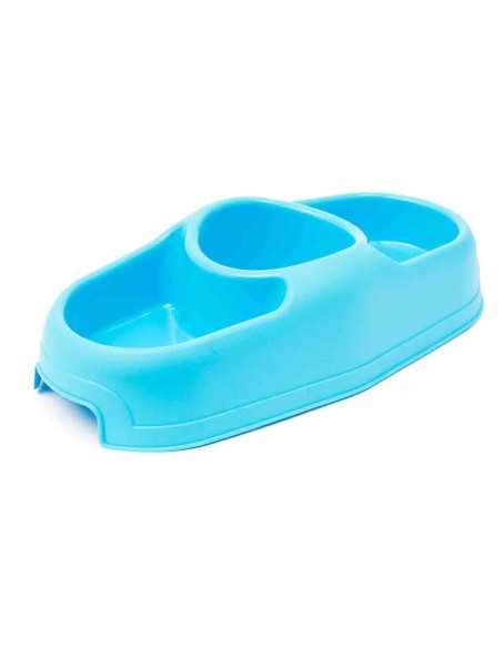 gamelle triple antiderapante 1 litre, 35x17,5x9 cm, bleu