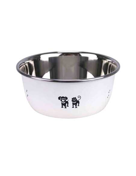 Gamelle inox décor Zamibo, 15 cm Blanc