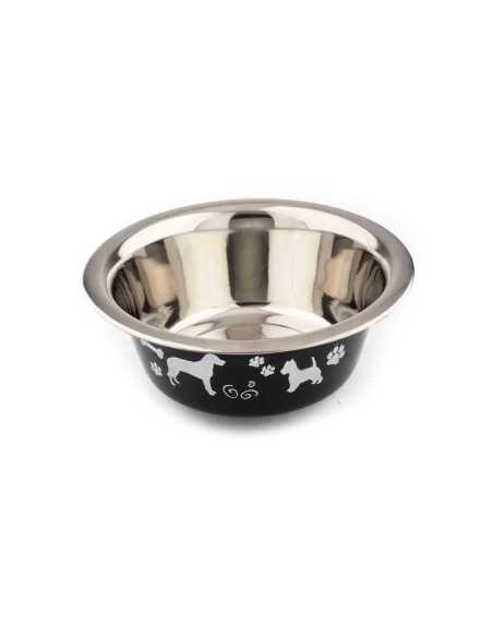 gamelle inox impressions canines fond noir, 16 cm
