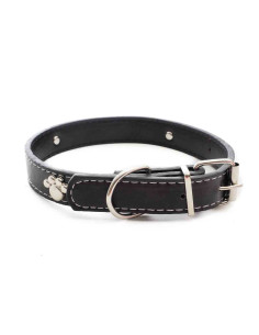 collier cloute patte de chien cuir synthetique,50x2,3cm,noir