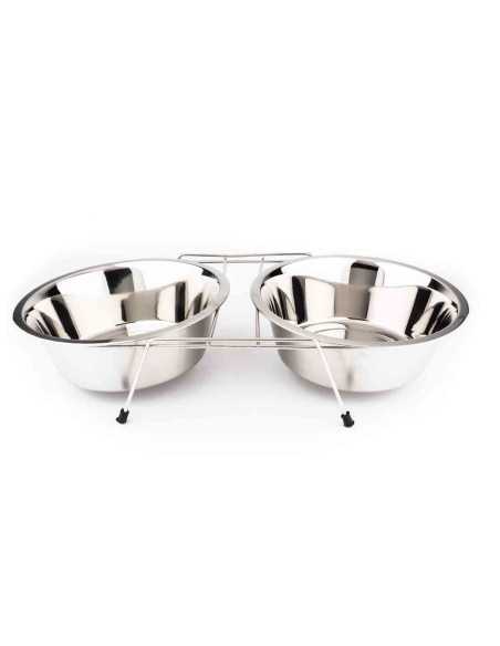 Support double gamelle inox amovible, 16 cm