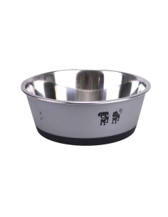 Gamelle inox, décors patte, base antidérapante, 21 cm, gris