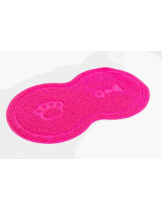 Tapis pour gamelles forme os fuschia, 46x29 cm