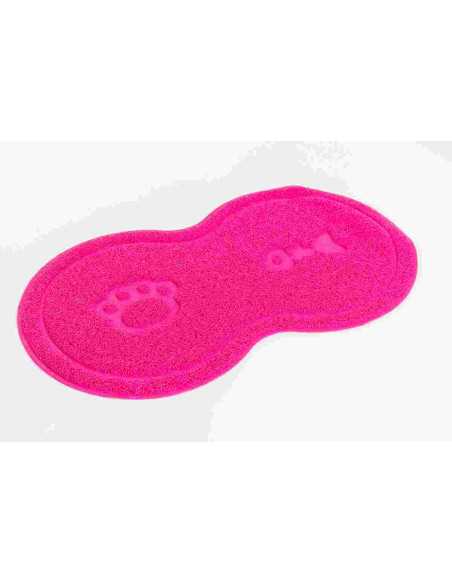 Tapis pour gamelles forme os fuschia, 46x29 cm