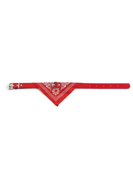 Collier bandana cuir synthétique, 30x1 cm, rouge