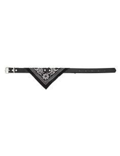 Collier bandana cuir synthétique, 30x1 cm, noir