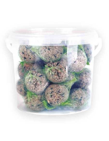 Boules de graisse sous filet en seau, 30 pièces, 2kg 700