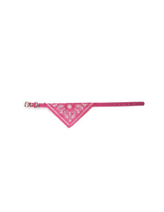 collier bandana cuir synthetique, 30x1 cm, rose