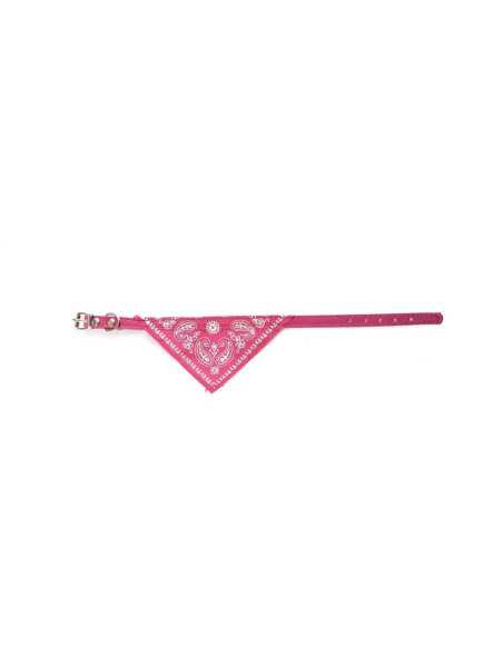 collier bandana cuir synthetique, 30x1 cm, rose